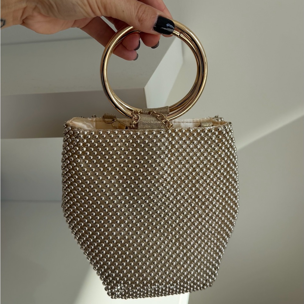 Elegant Gold Beaded Handbag
